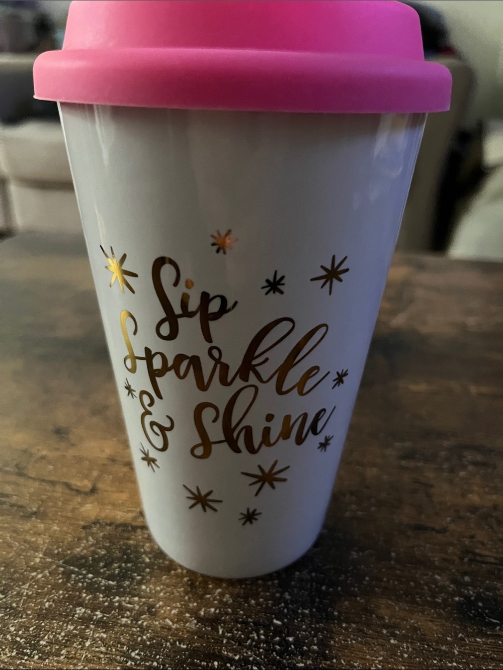 Gartner Studios ‘Sip, Sparkle & Shine’ Ceramic Travel Mug with Pink Lid